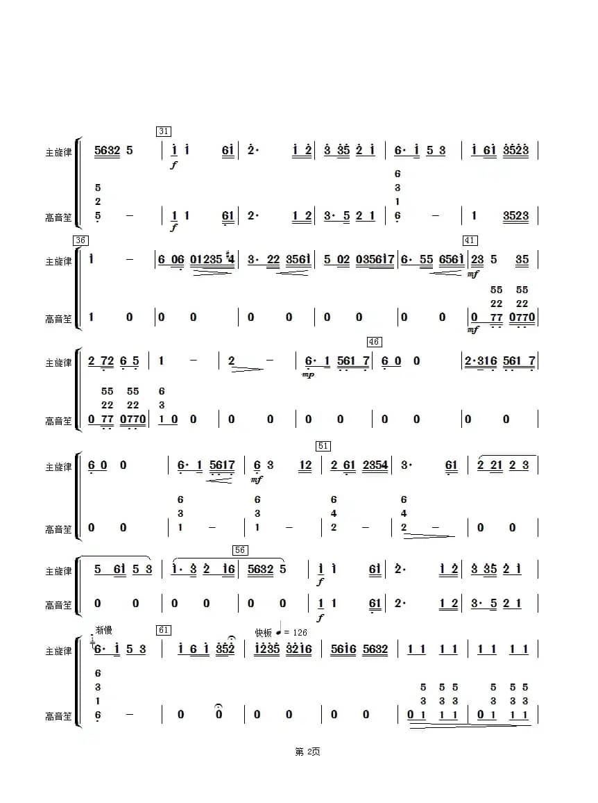 太湖美（高音笙分谱）