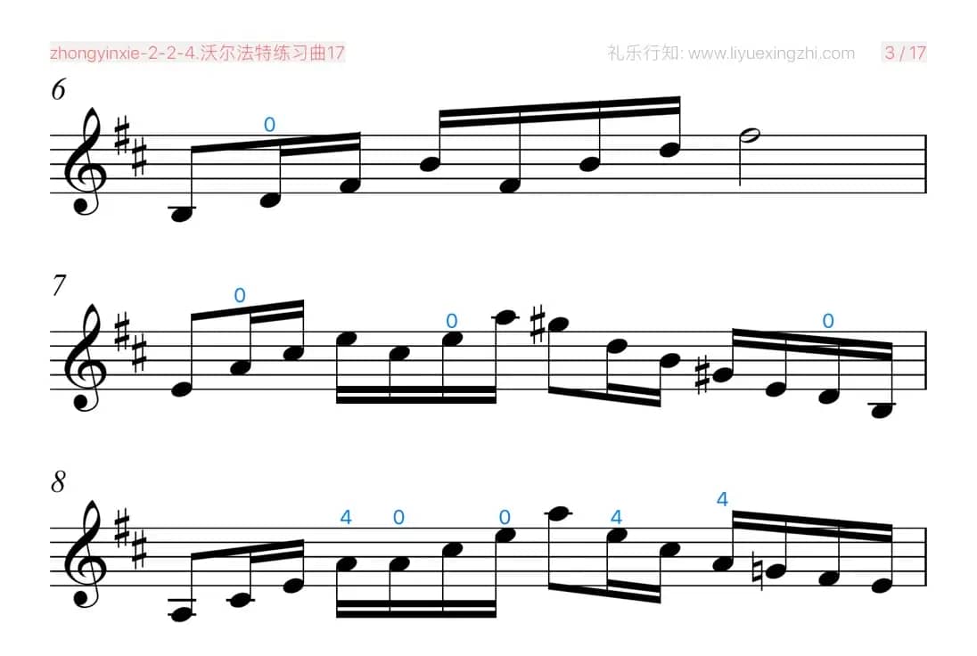 沃尔法特练习曲No.17（小提琴）