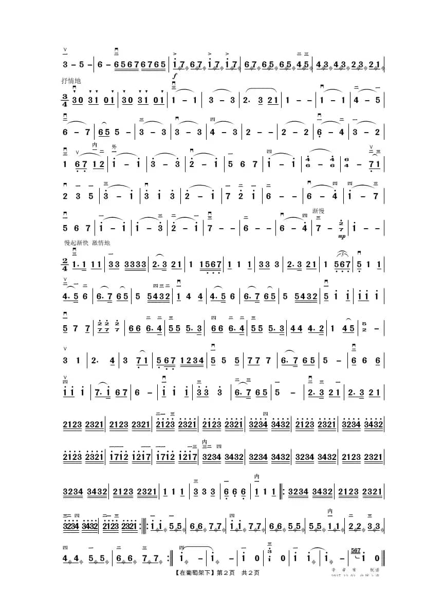 在葡萄架下（二胡独奏曲）