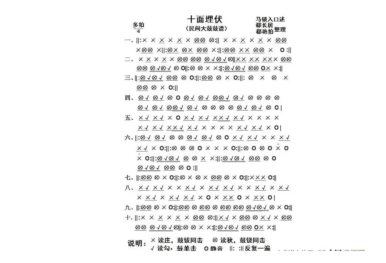 十面埋伏（鼓谱）（民间大鼓鼓谱）