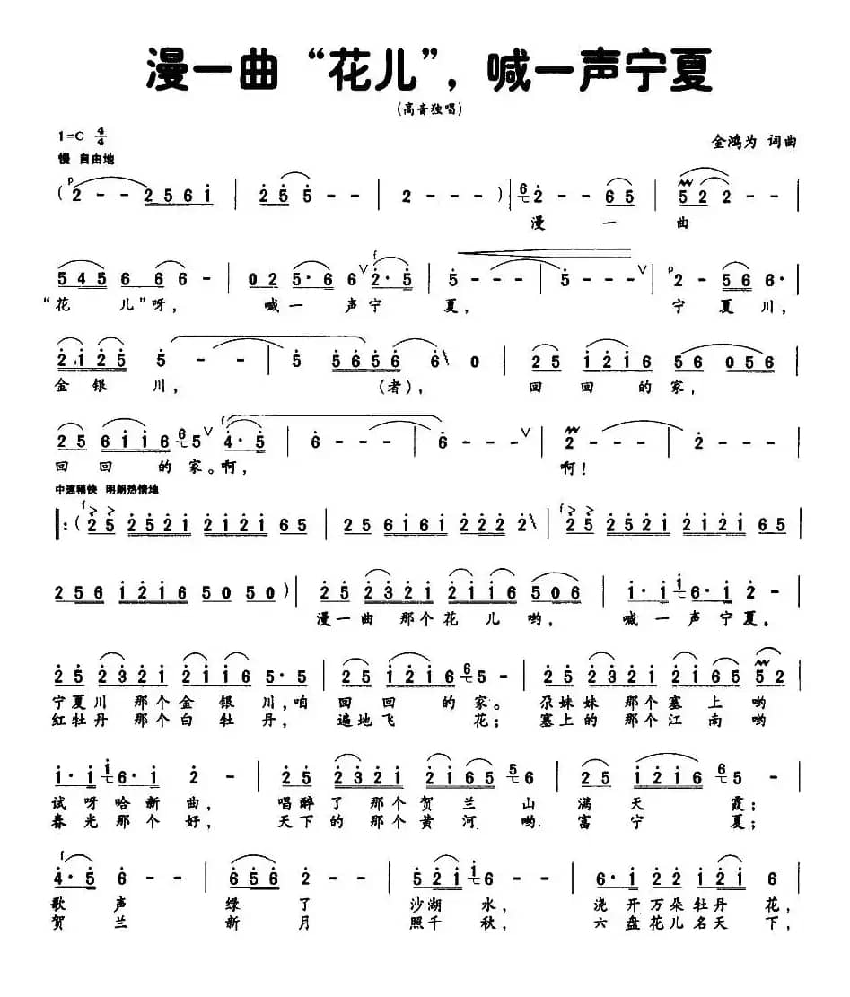 漫一曲“花儿”，喊一声宁夏