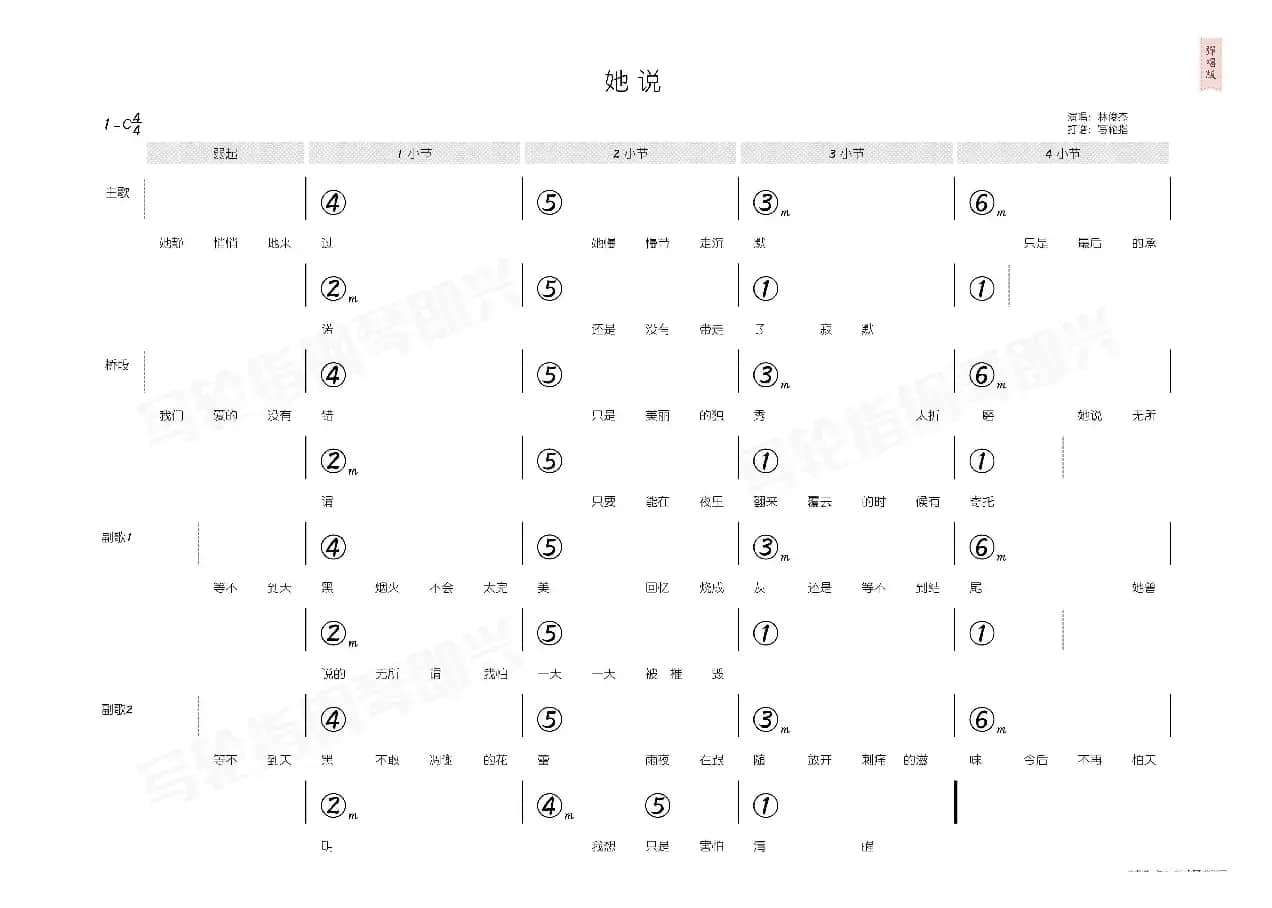 她说（简和谱）