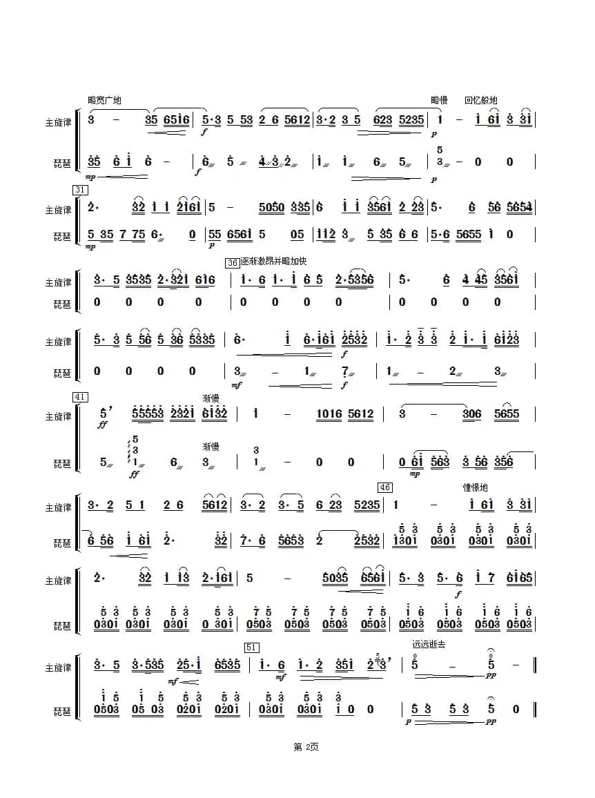 二泉映月（琵琶分谱）