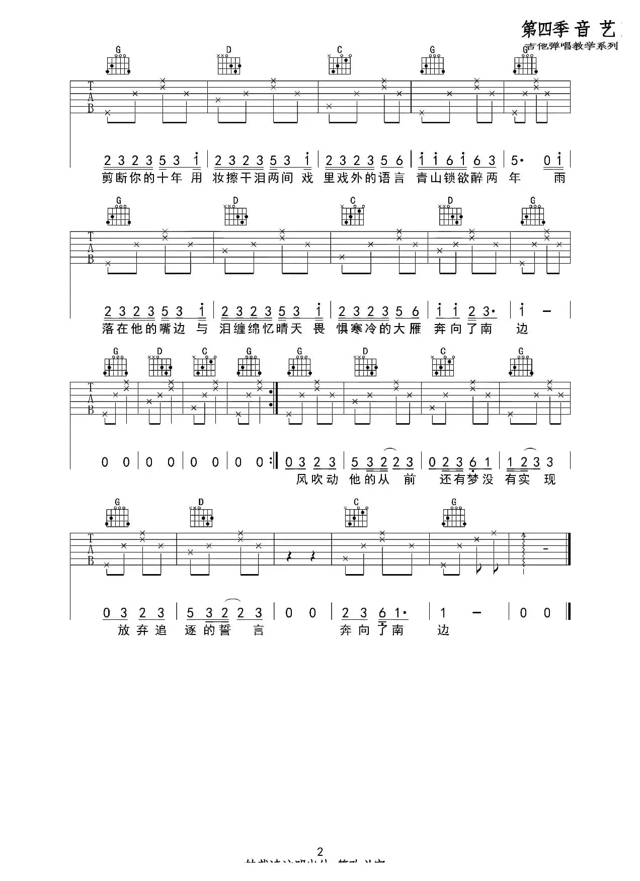 南（jam）（吉他六线谱）