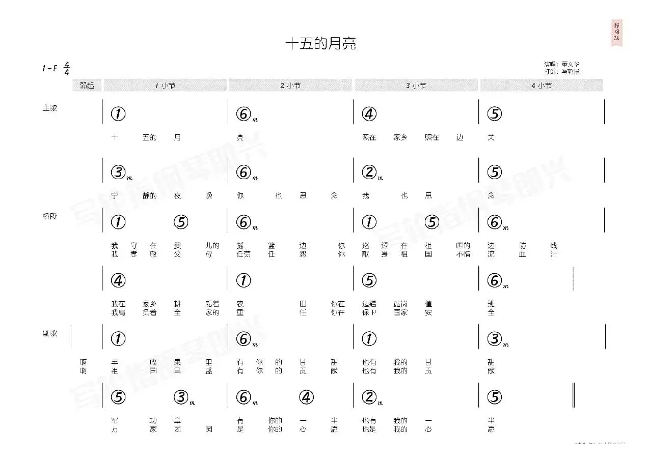 十五的月亮（简和谱）