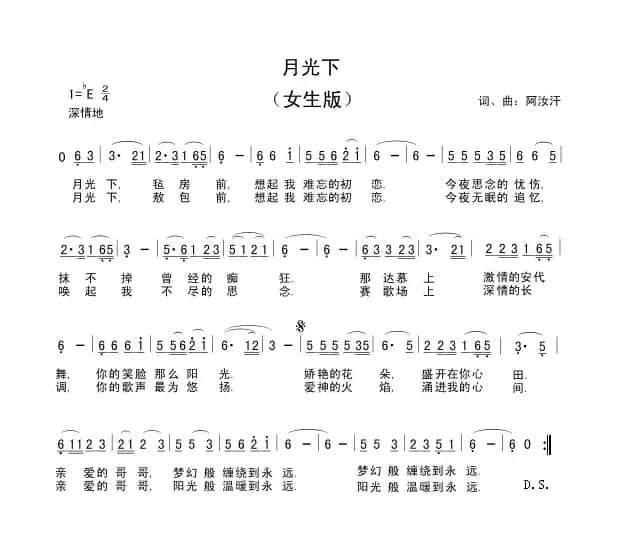 月光下(阿汝汗词曲)