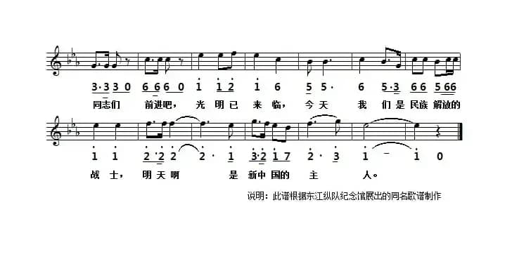 历史歌曲：东江纵队之歌（线简谱对照版）