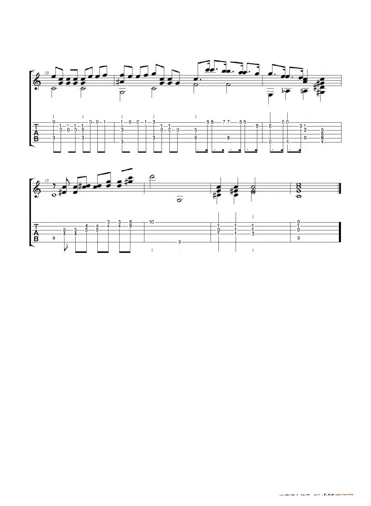 Remember me（古典吉他独奏谱 五线谱）