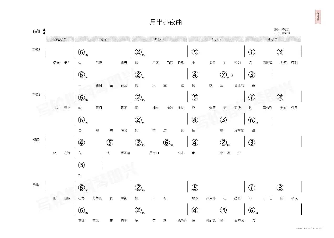 月半小夜曲（简和谱）