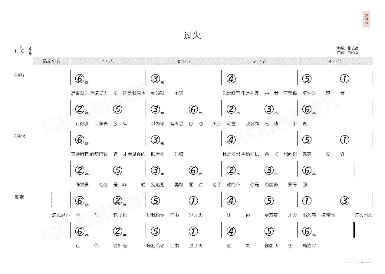 过火（简和谱）