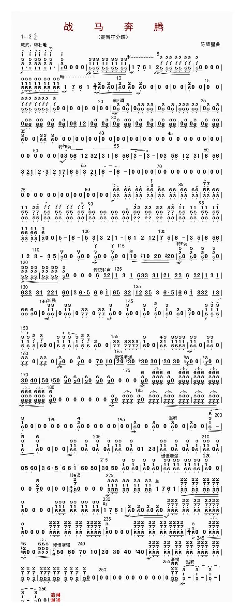 战马奔腾（高音笙分谱）