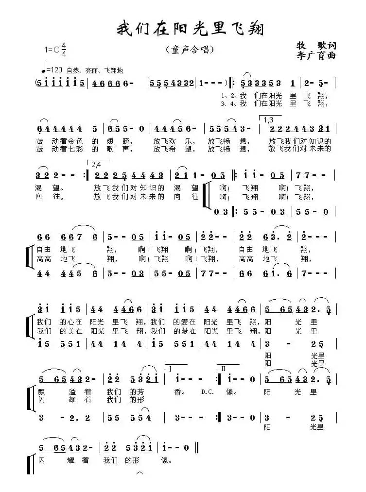 我们在阳光里飞翔（合唱）