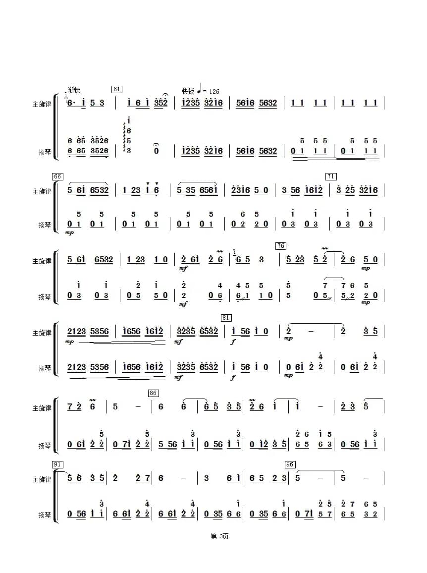 太湖美（扬琴分谱）