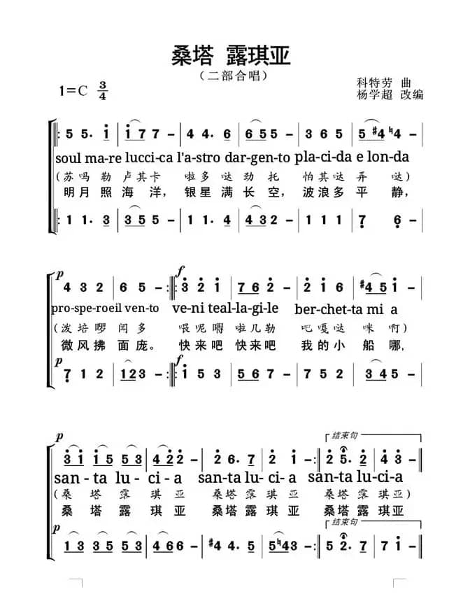 桑塔露琪亚（原文歌谱）（中老年专用）