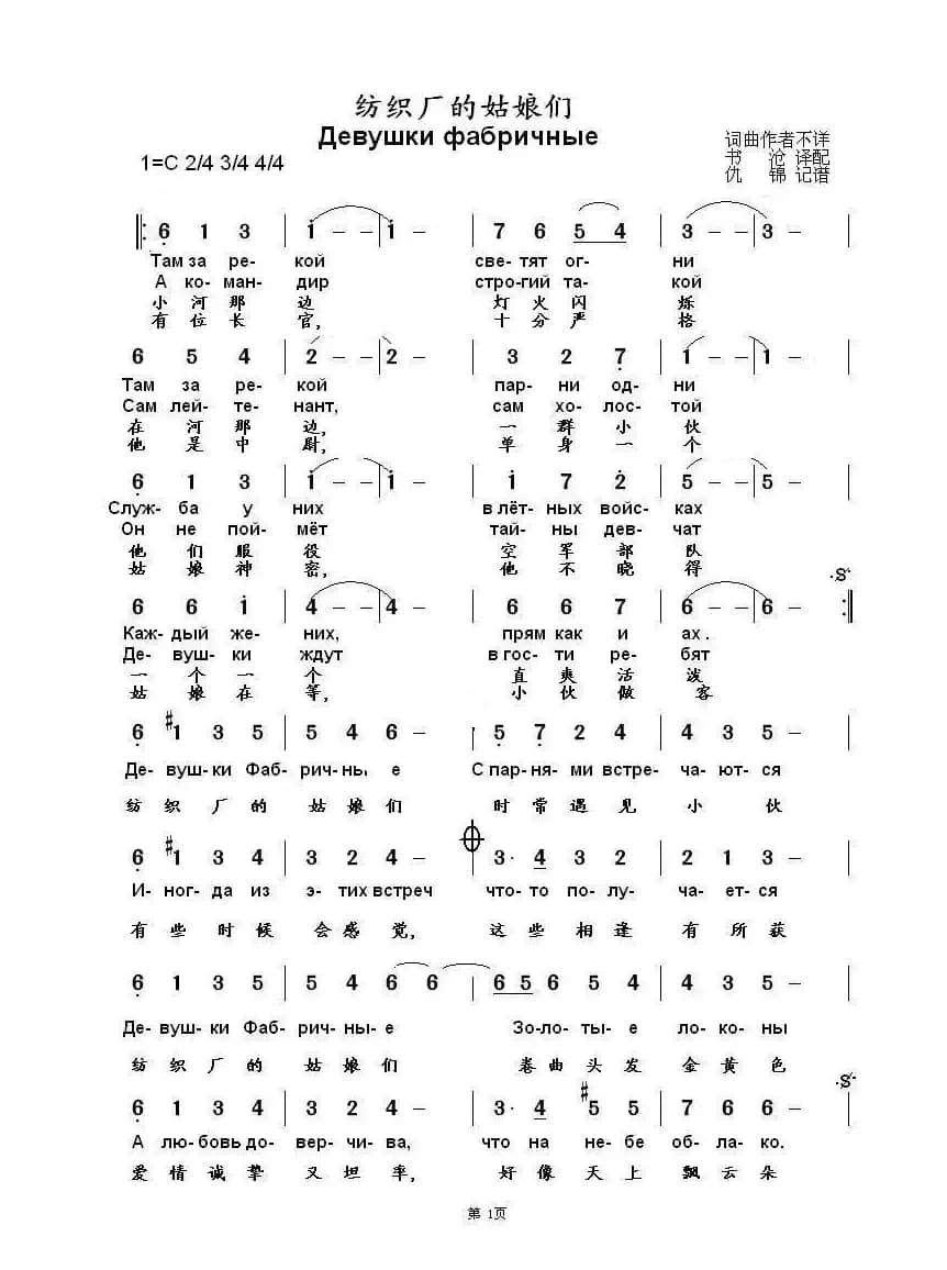 纺织厂的姑娘们Девушки фабричные