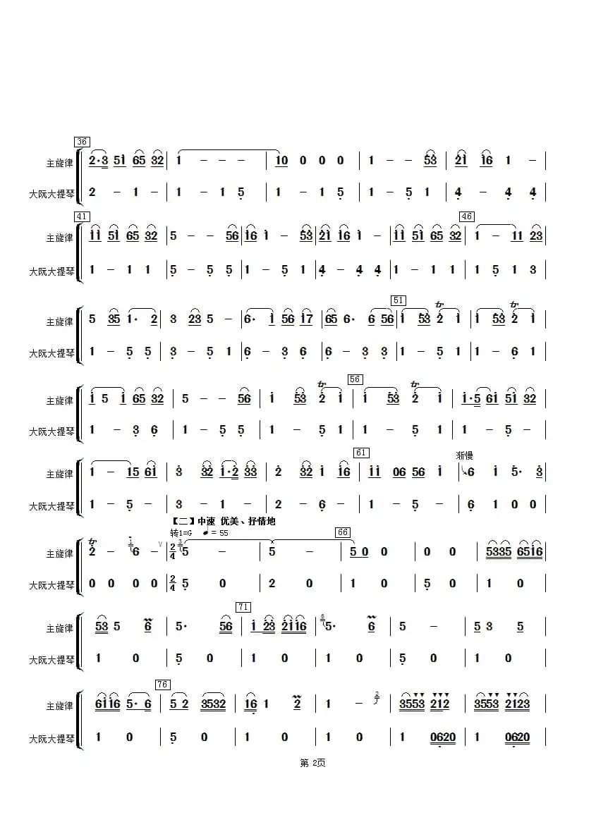 扬州小调（大阮、大提琴分谱）