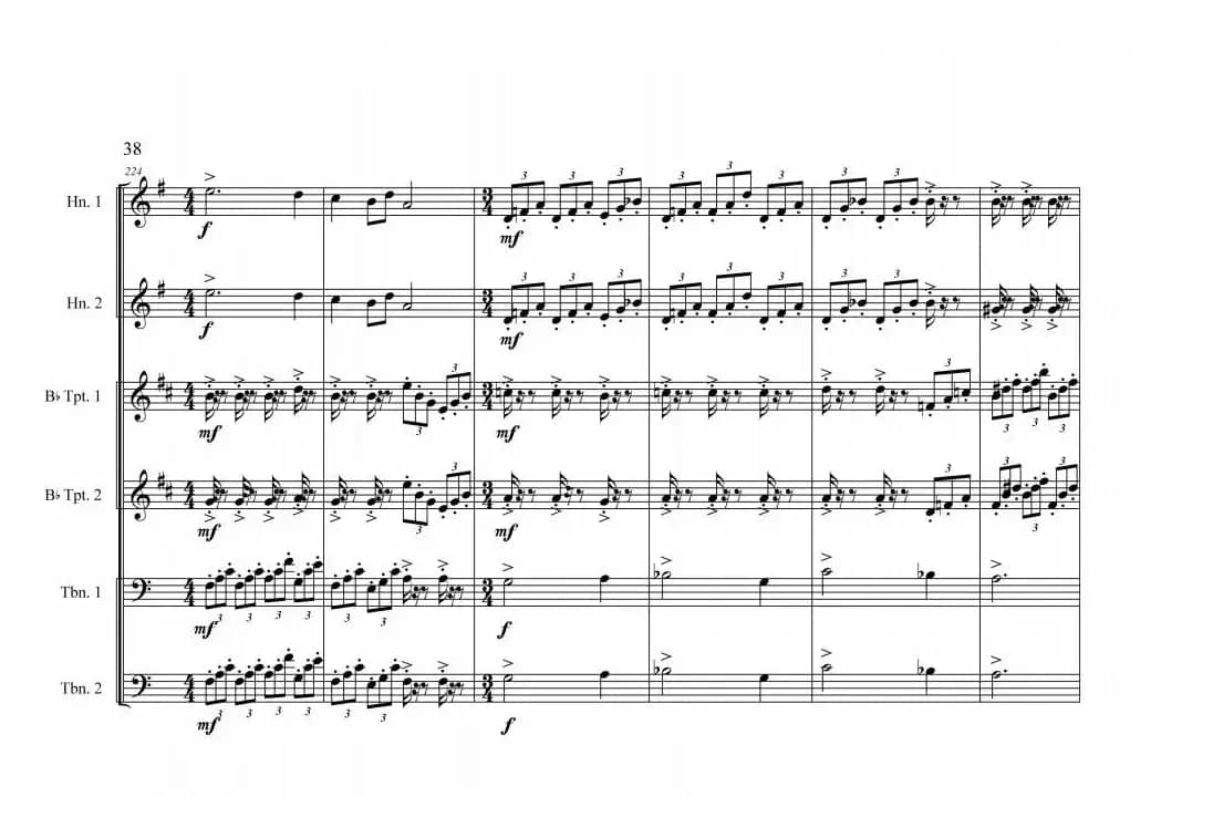 铜管六重奏《中国航母前奏曲》总谱（周开屏原创）