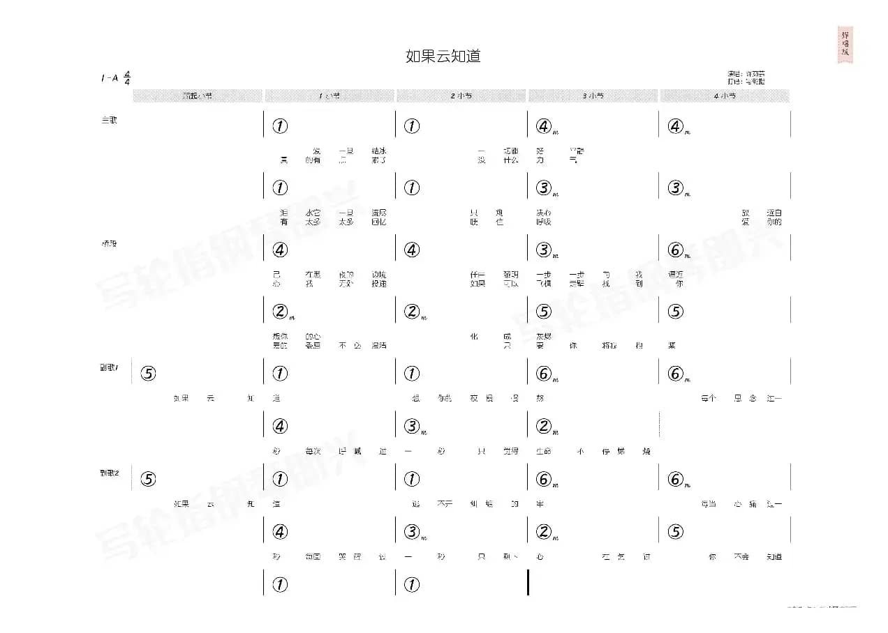 如果云知道（简和谱）