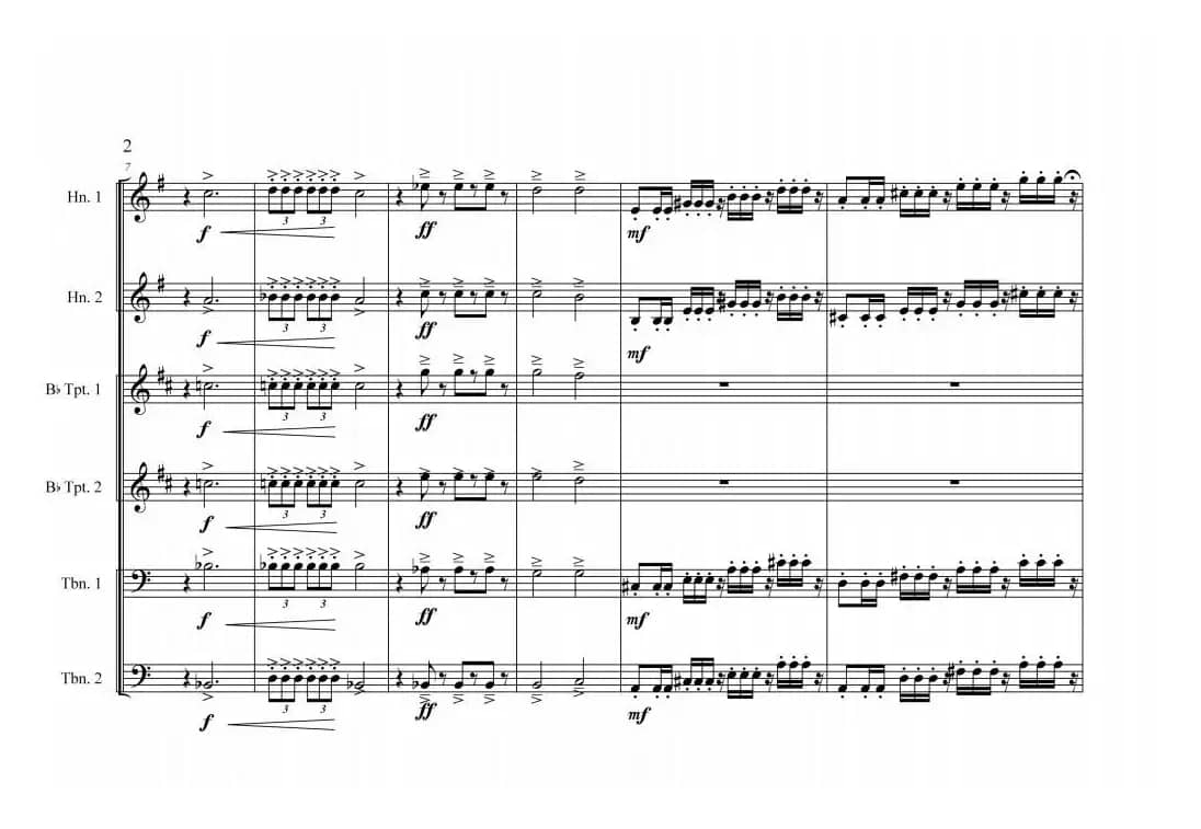 铜管六重奏《中国航母前奏曲》总谱（周开屏原创）