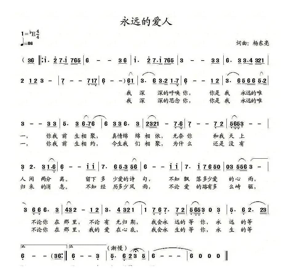 永远的爱人（杨东亮 词曲）