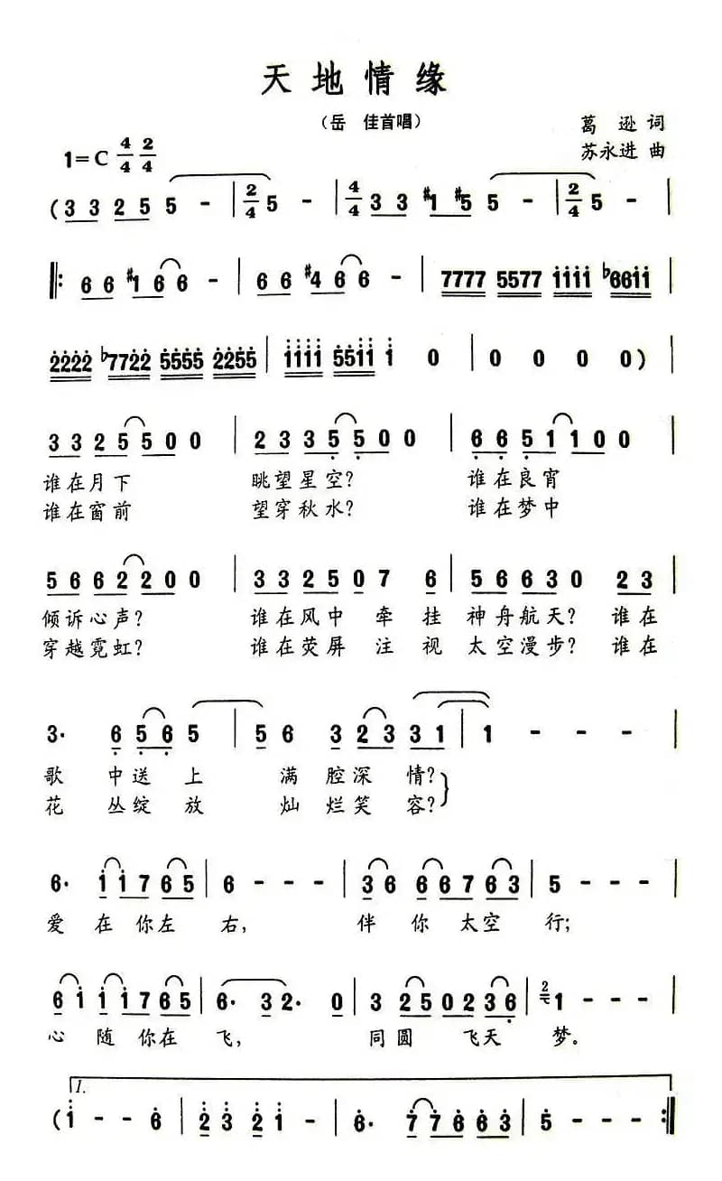 天地情缘（葛逊词 苏永进曲）