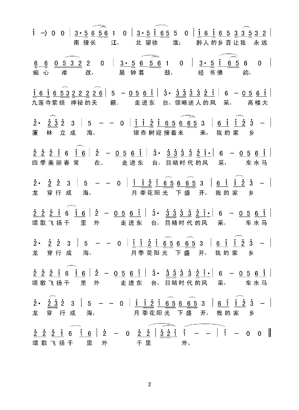 走进东台（简谱）