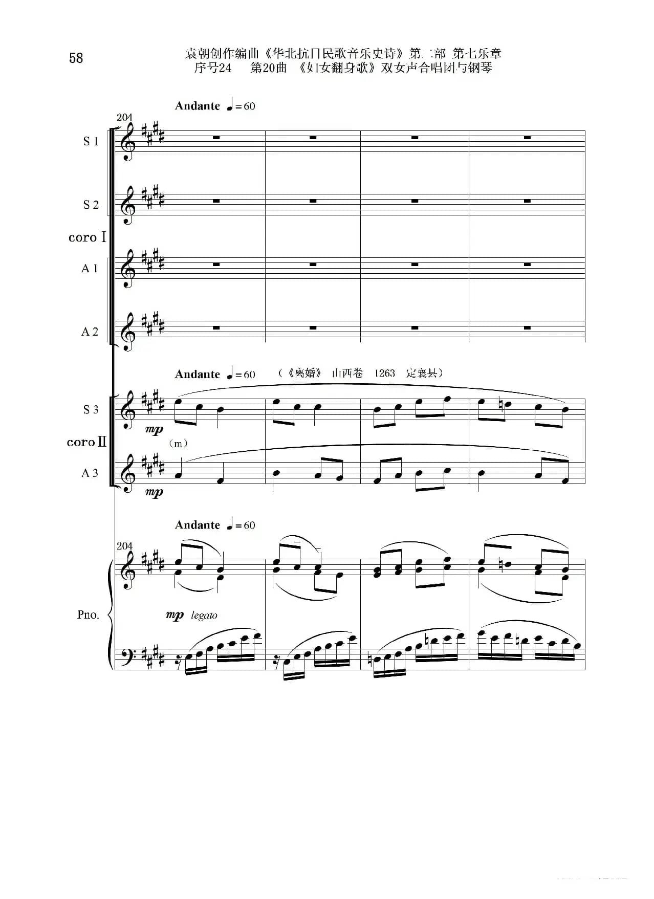 序号24第20曲《妇女翻身歌》双女声合唱团与钢琴