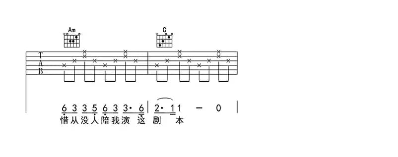年轮（吉他六线谱）