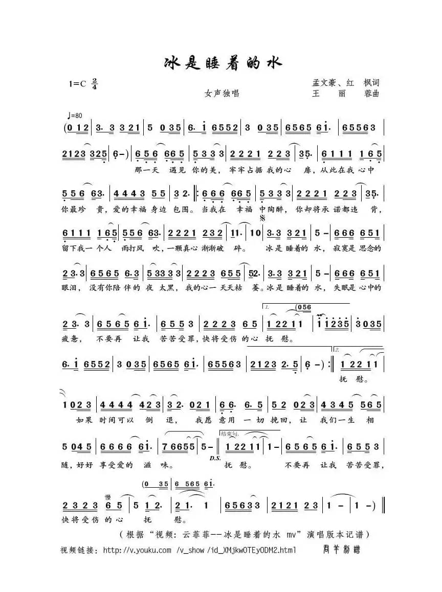 冰是睡着的水（孟文豪、红枫词 王丽蓉曲）