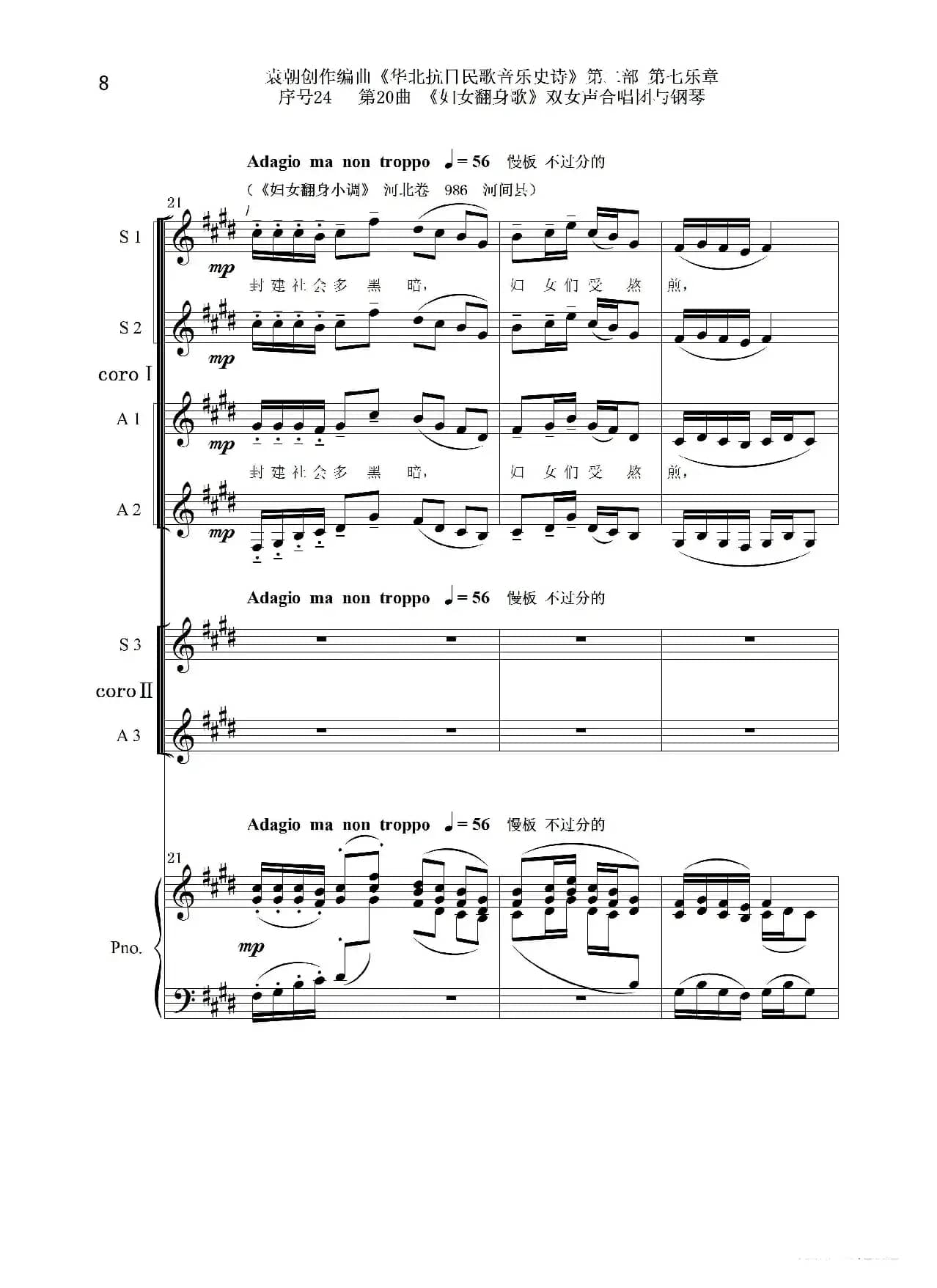 序号24第20曲《妇女翻身歌》双女声合唱团与钢琴