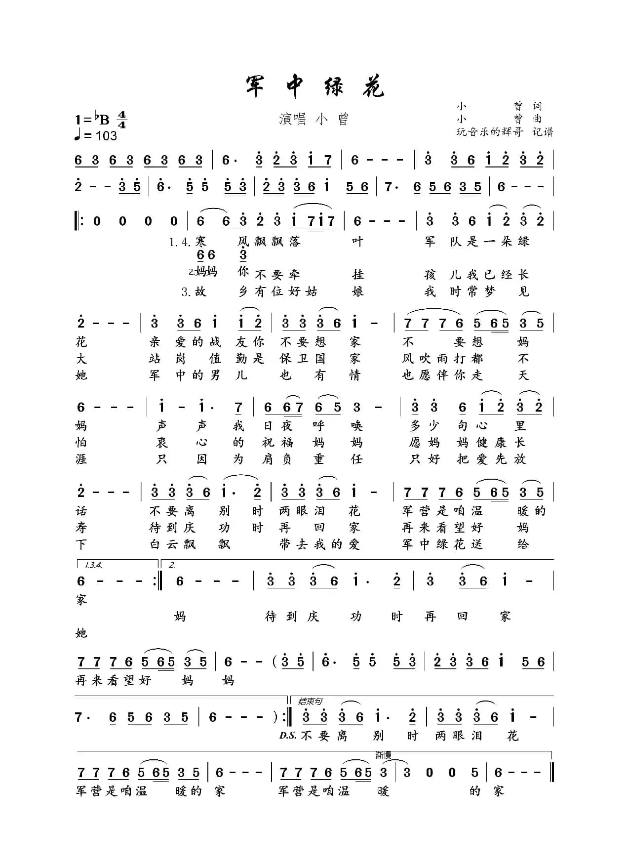 军中绿花（小曾）