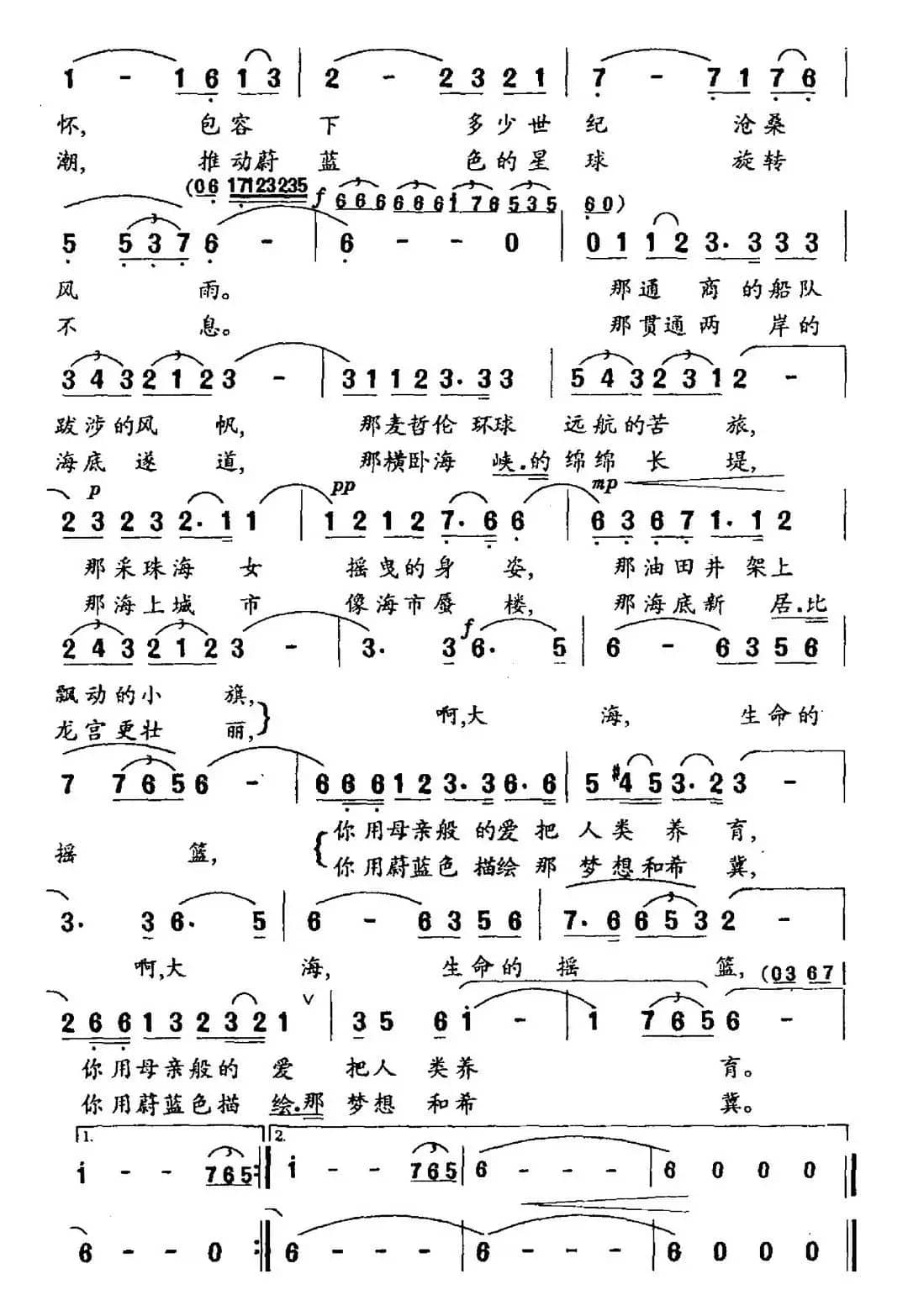 大海——生命的摇篮（李向晨词 吕远曲）