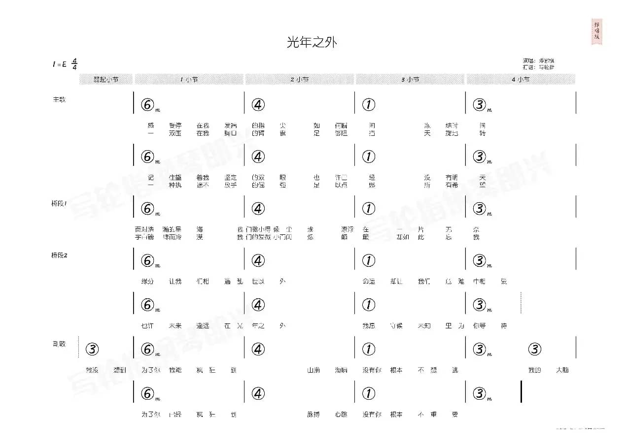 光年之外（简和谱）