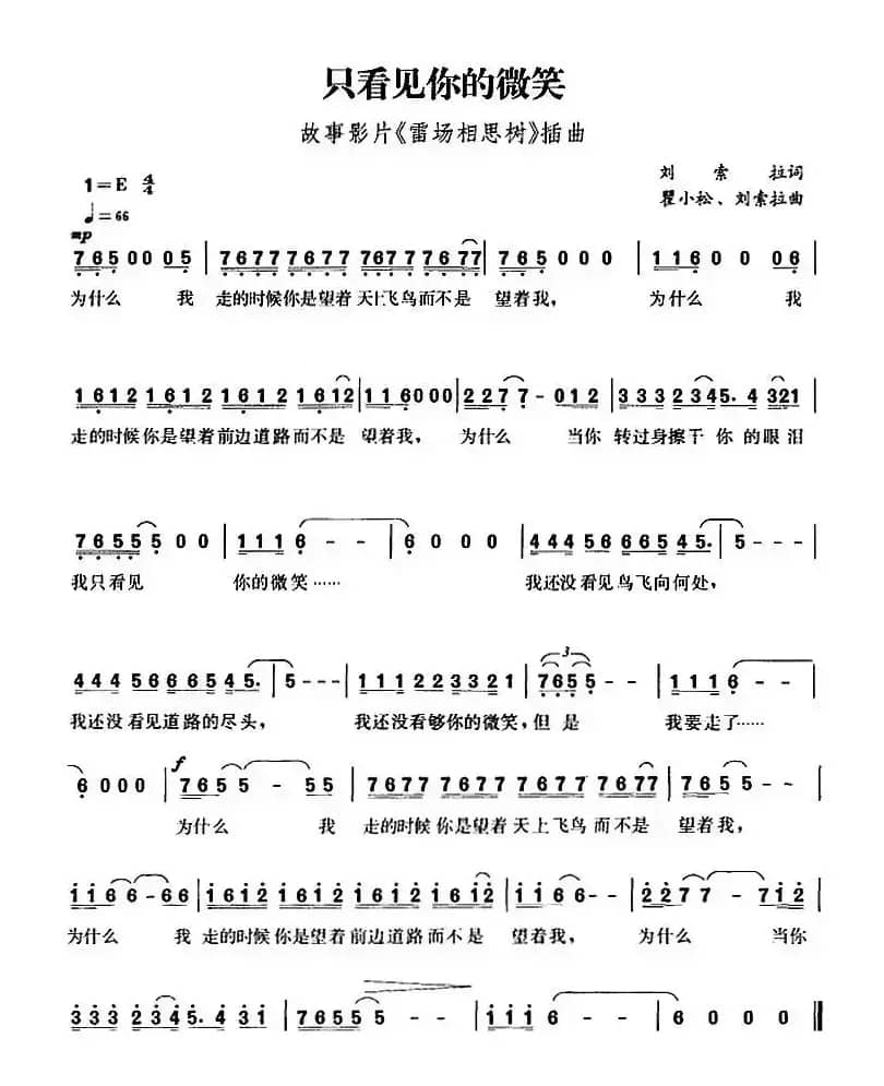 只看见你的微笑（故事影片《雷场相思树》插曲）