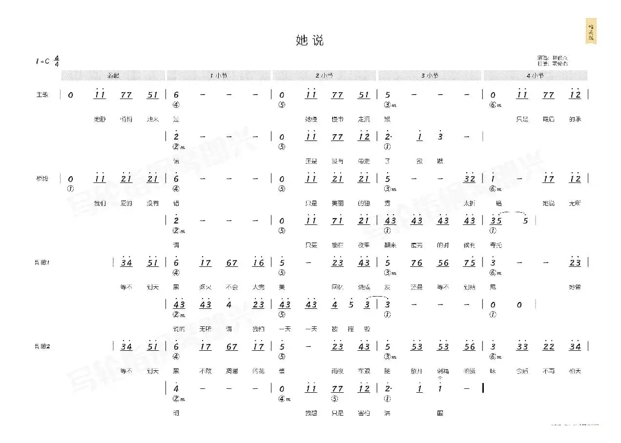 她说（简和谱）