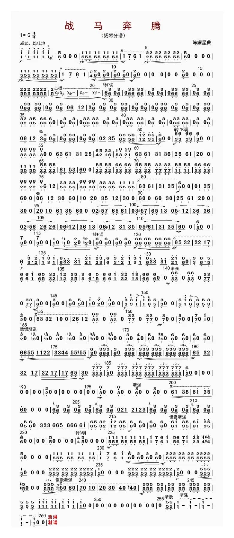 战马奔腾（扬琴分谱）