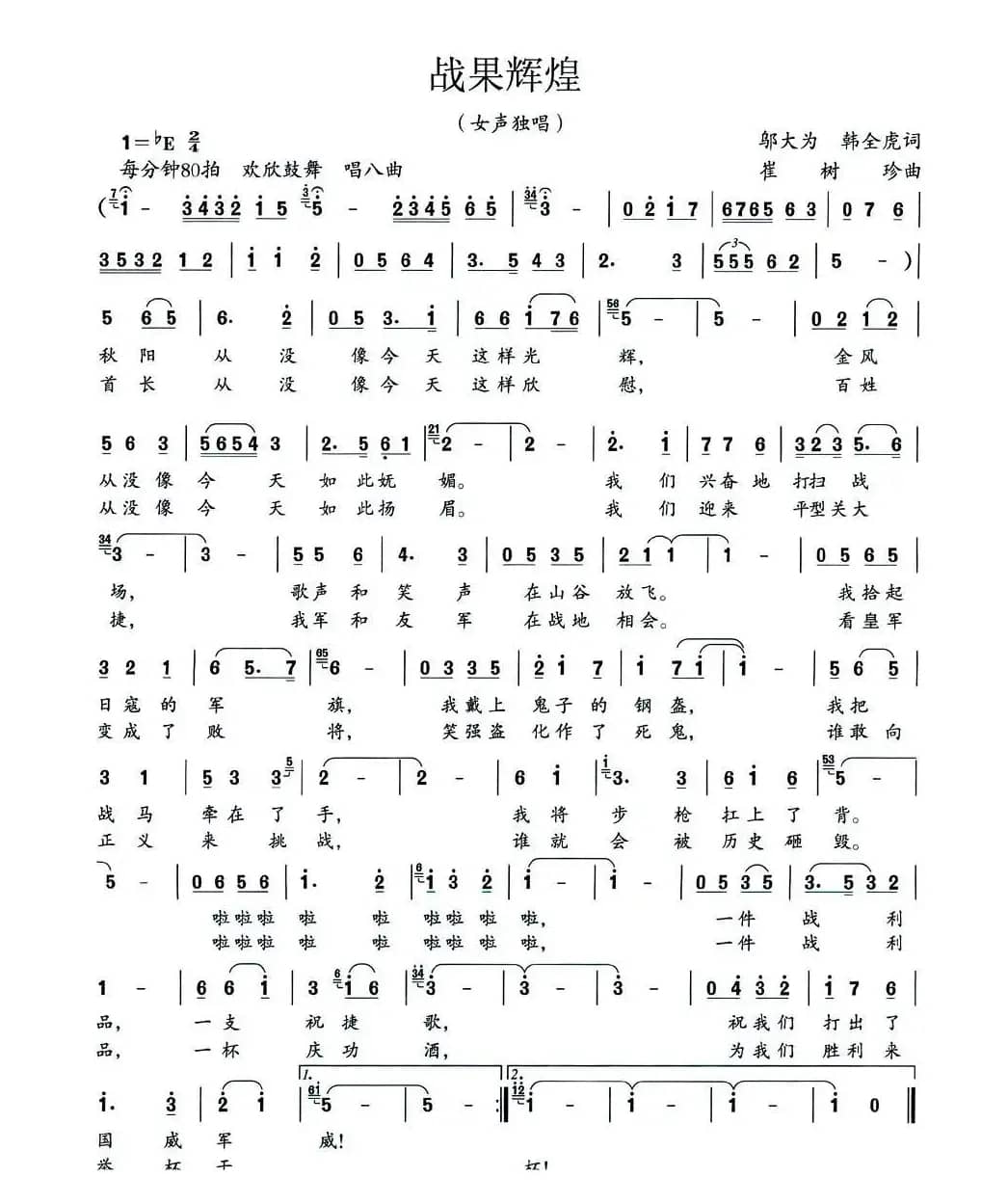 战果辉煌（大型组歌《平型关大捷》选曲）