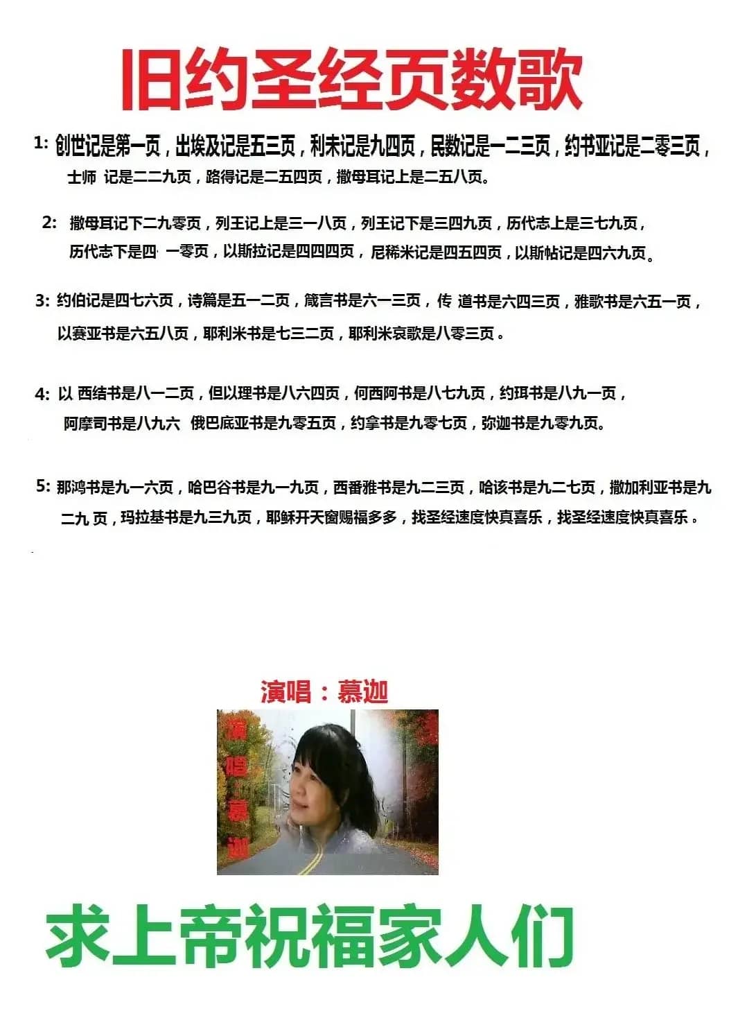 旧约圣经页数歌曲（开花结果作词）