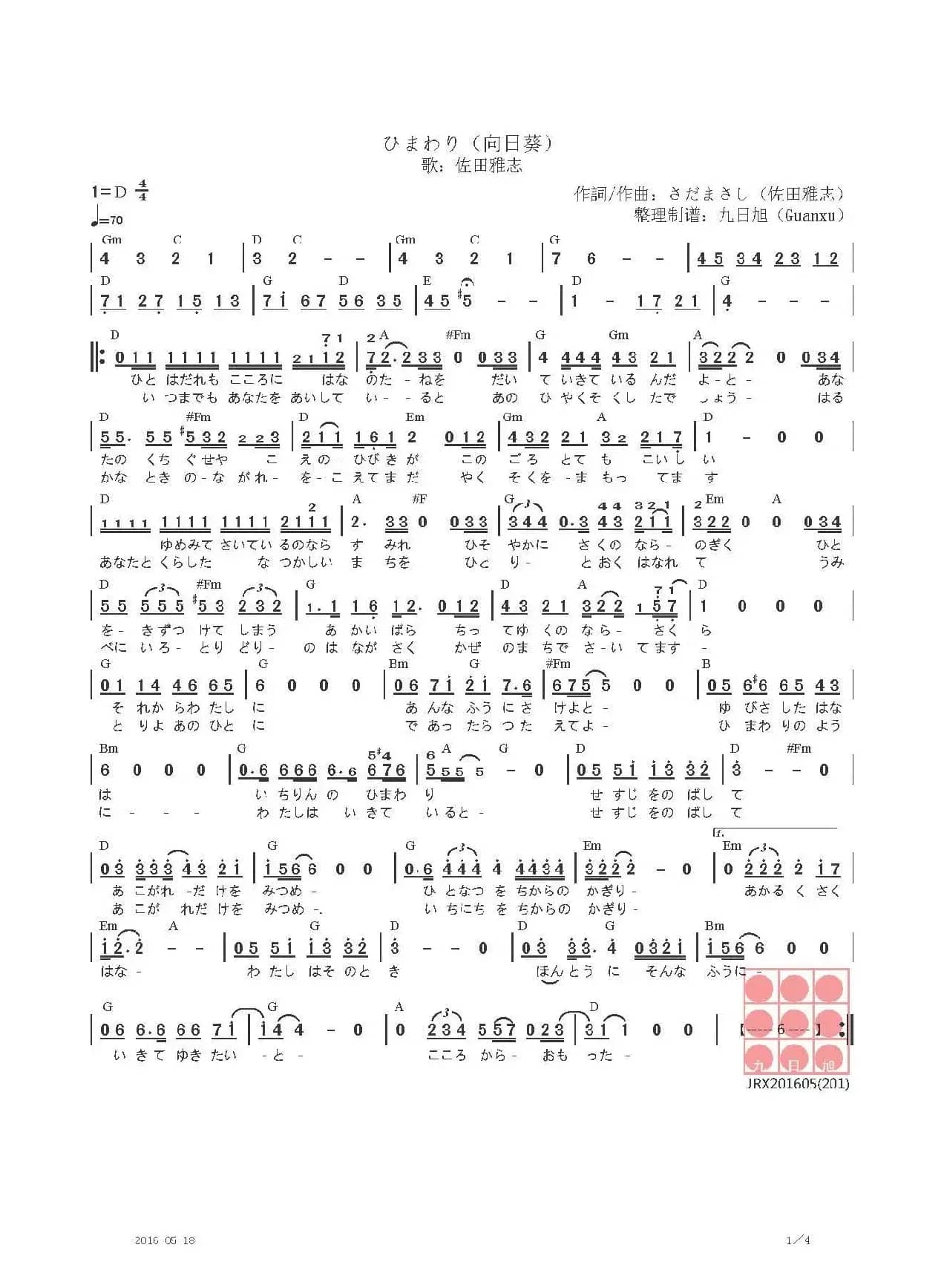 【日】ひまわり（向日葵）