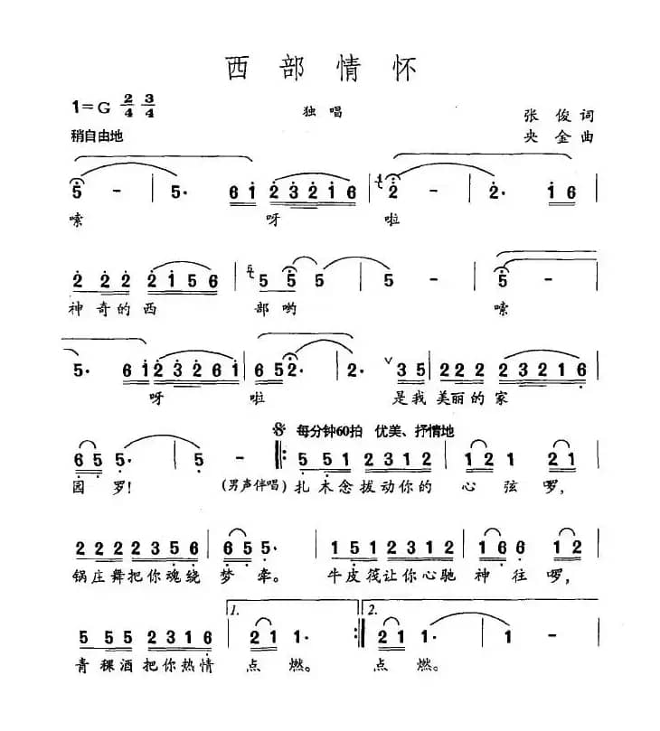 西部情怀（张俊词 央金曲）