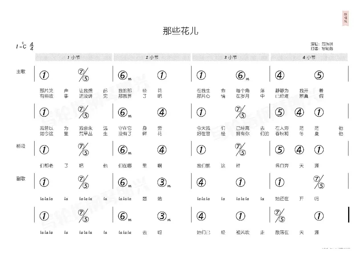 那些花儿（简和谱）