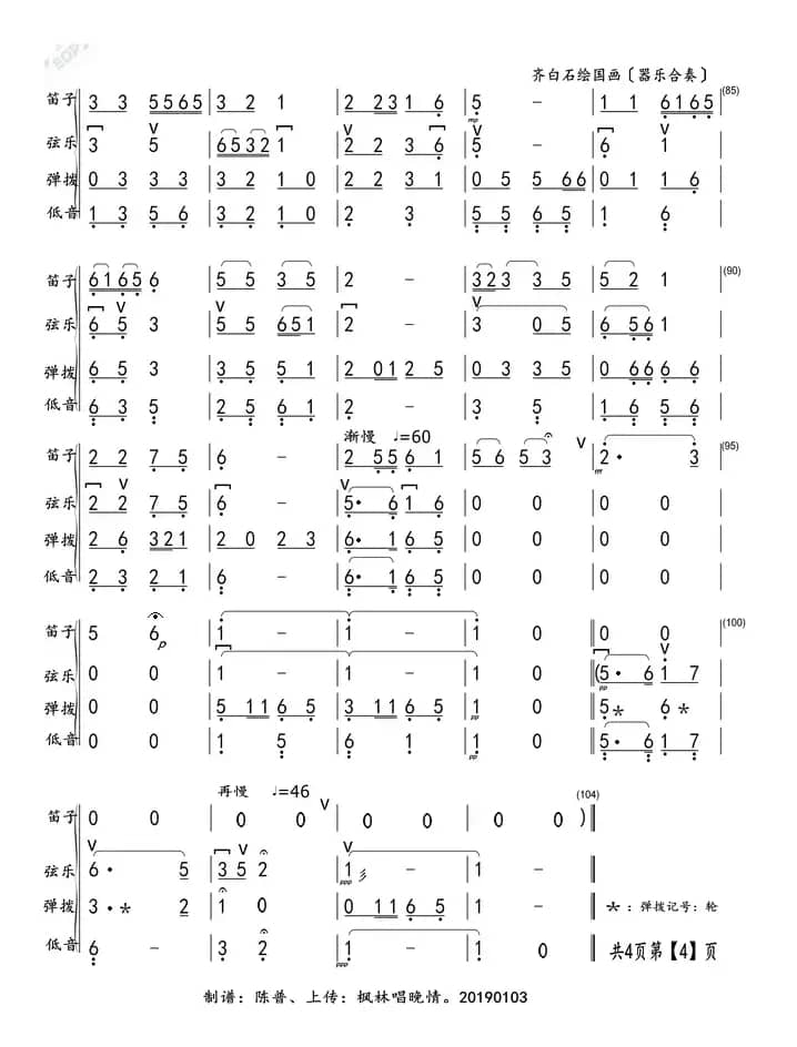 齐白石绘国画（器乐合奏）