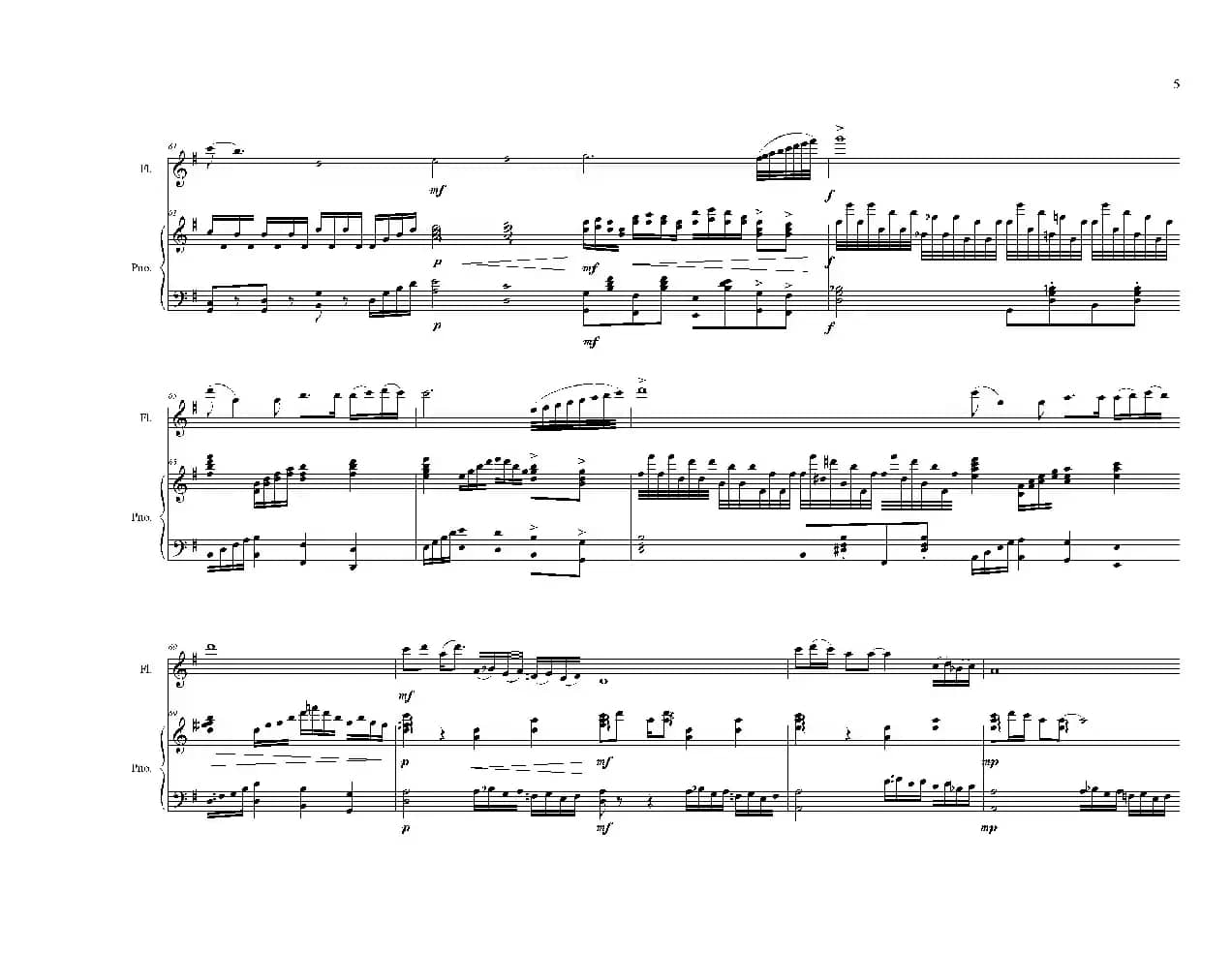 长笛独奏曲《伴你到天明》总谱（周开屏原创）