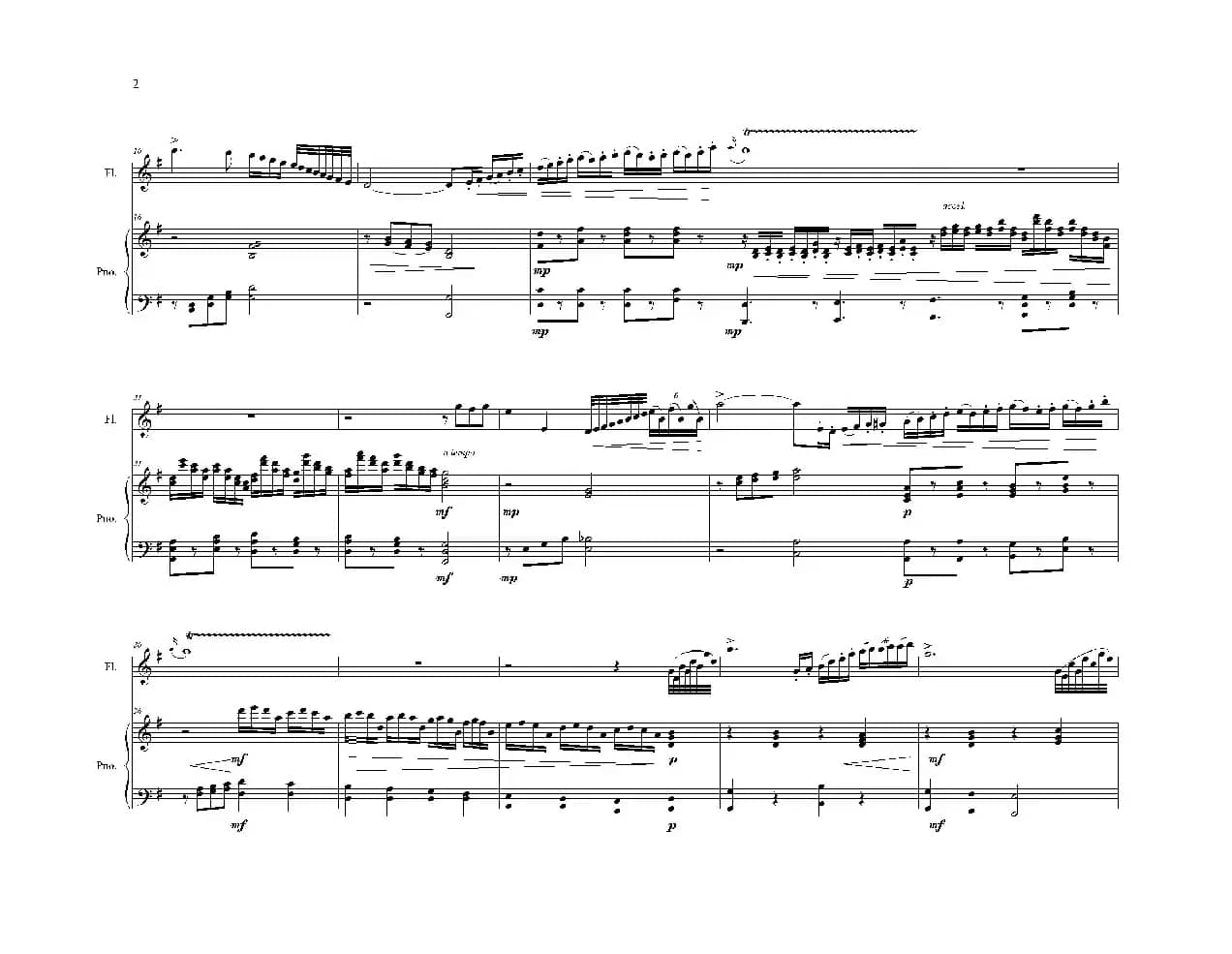 长笛独奏曲《伴你到天明》总谱（周开屏原创）