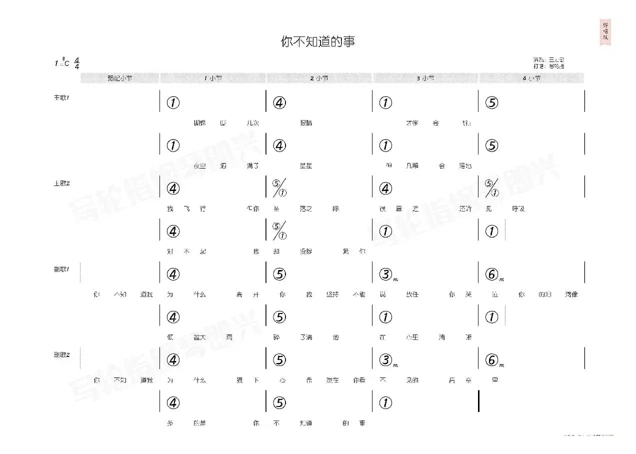 你不知道的事（简和谱）