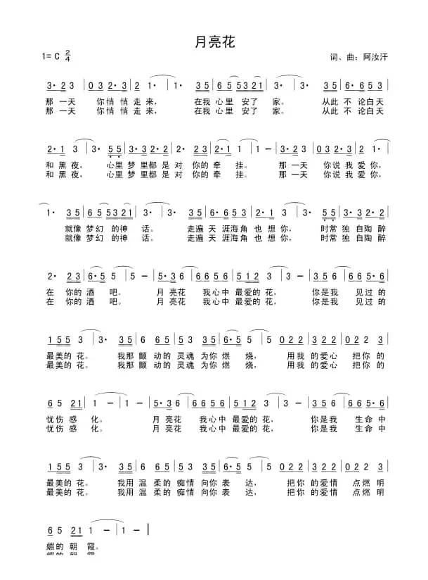 月亮花（阿汝汗词曲）
