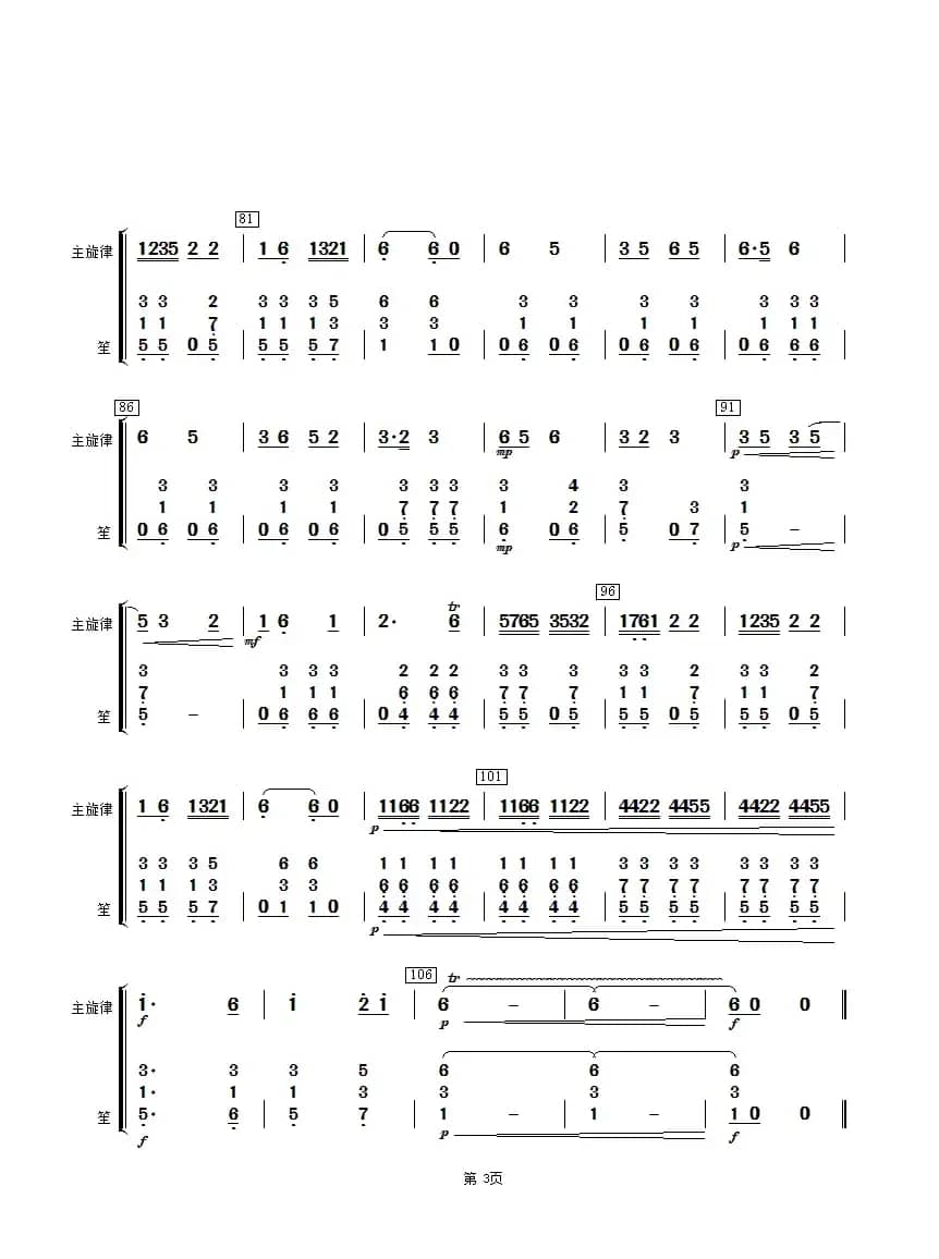 采茶灯（笙分谱）