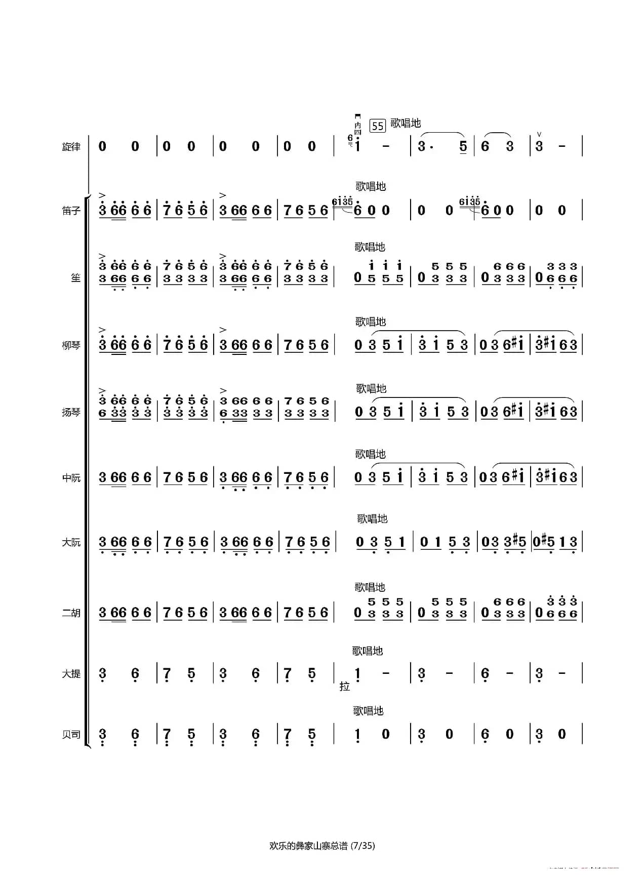 欢乐的彝家山寨总谱（小小张制谱）