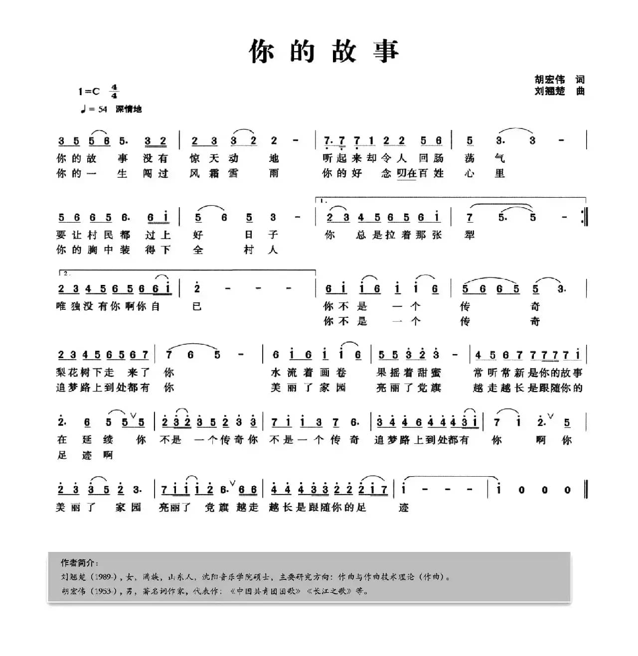 你的故事（胡宏伟词 刘翘楚曲）