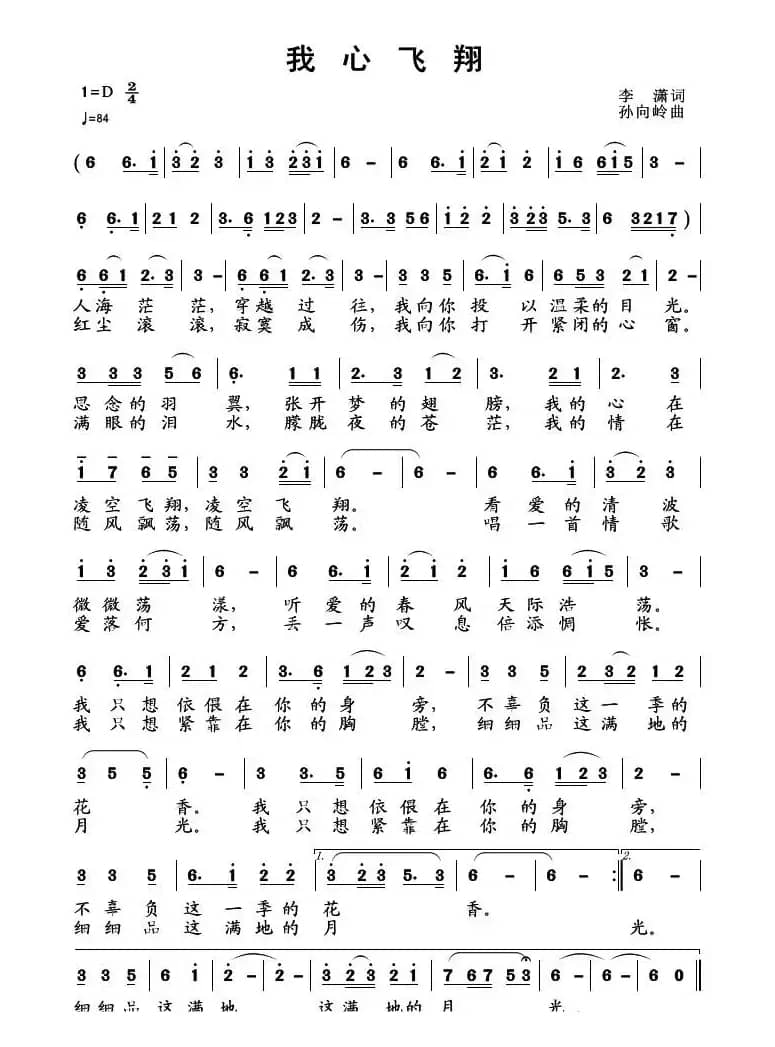 我心飞翔（李潇词 孙向岭曲）